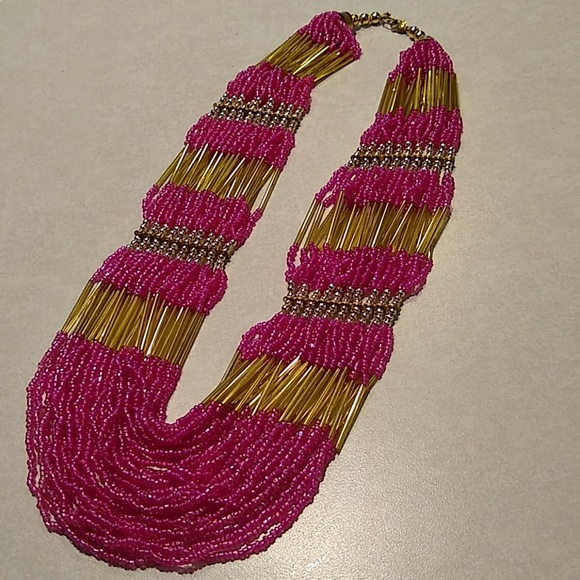 Jewelry - Pink Glass Hand-beaded Necklace Jewelry - Pink Glass Hand-beaded Necklace